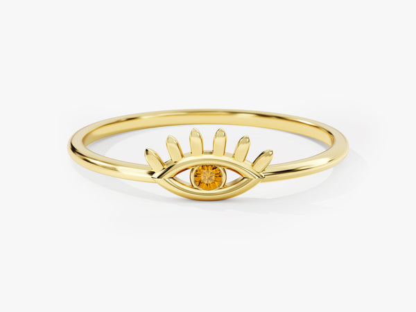 Guardian Evil Eye Citrine Birthstone Ring