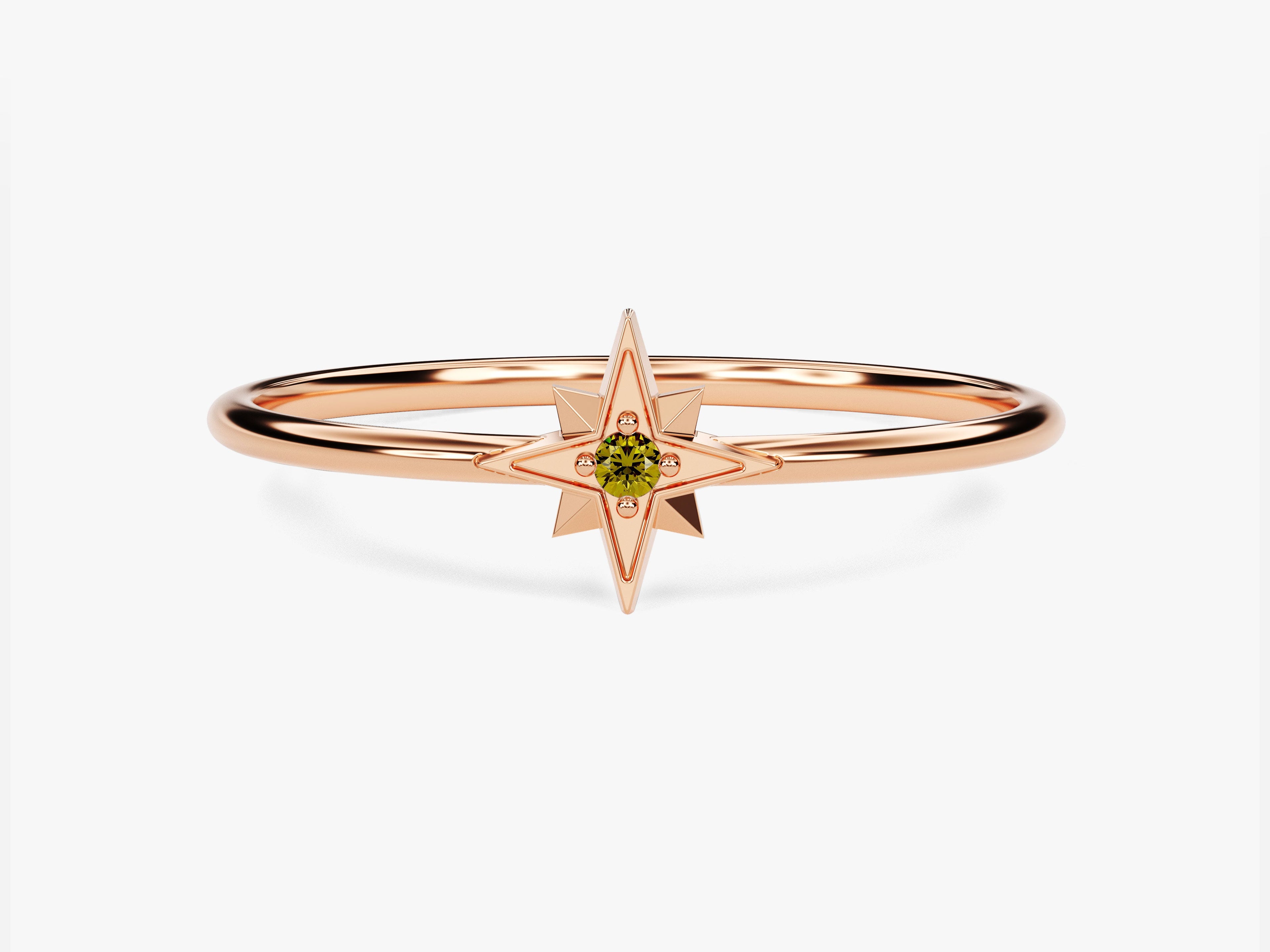Starburst Peridot Birthstone Ring