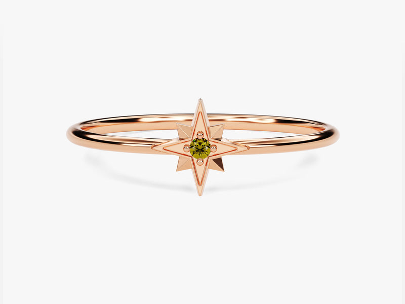 Starburst Peridot Birthstone Ring