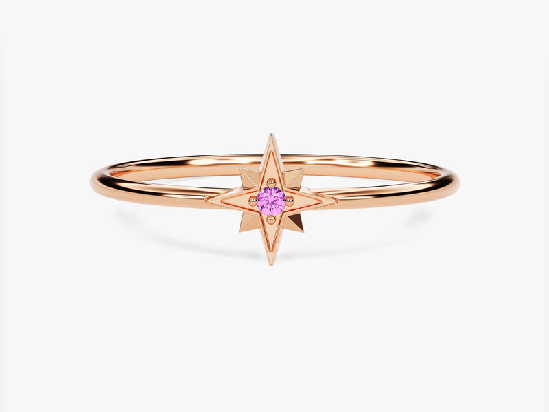 Starburst Pink Tourmaline Birthstone Ring