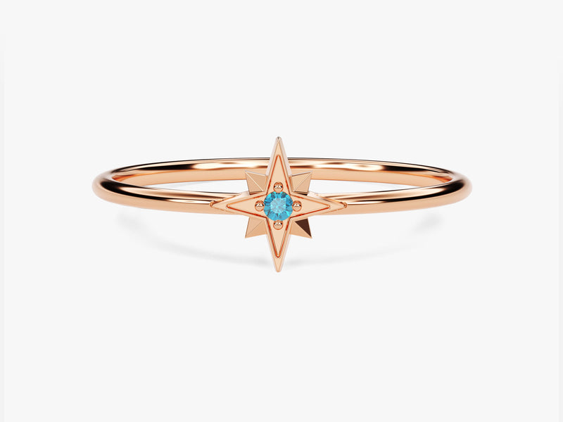 Starburst Blue Topaz Birthstone Ring