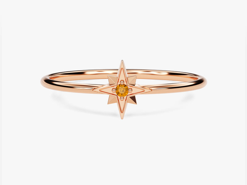 Starburst Citrine Birthstone Ring