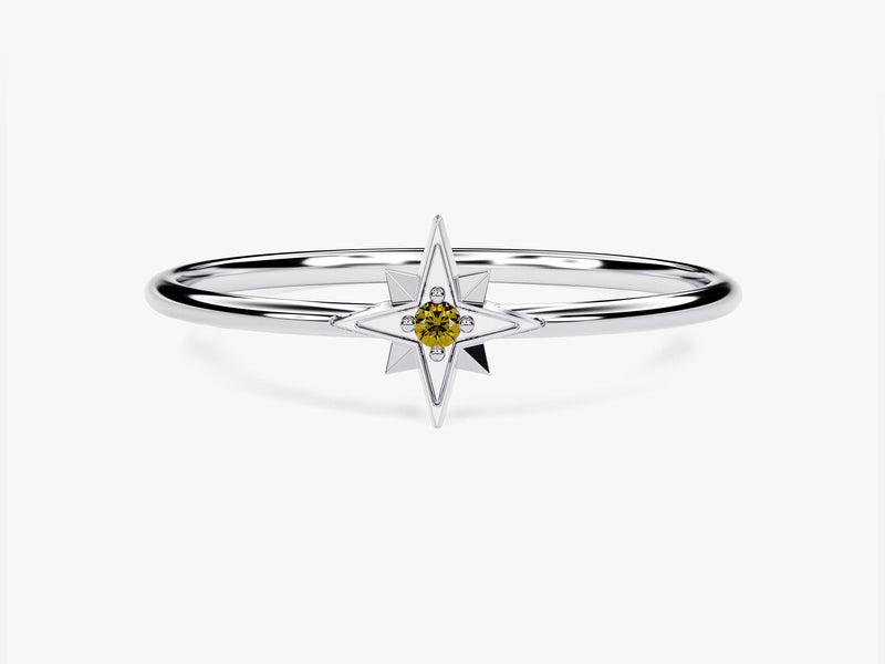 Starburst Peridot Birthstone Ring