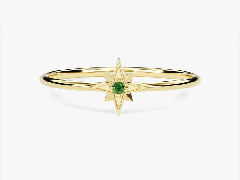 Starburst Emerald Birthstone Ring