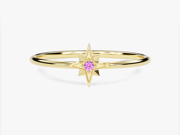 Starburst Pink Tourmaline Birthstone Ring