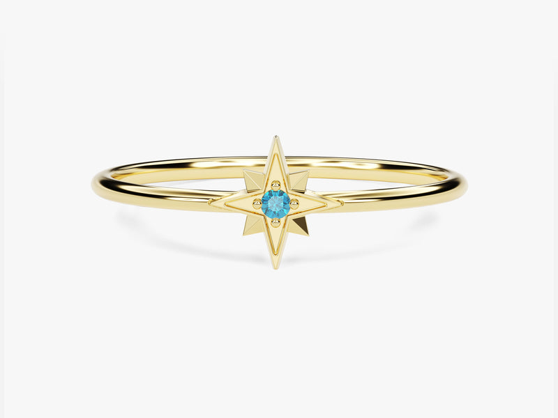 Starburst Blue Topaz Birthstone Ring