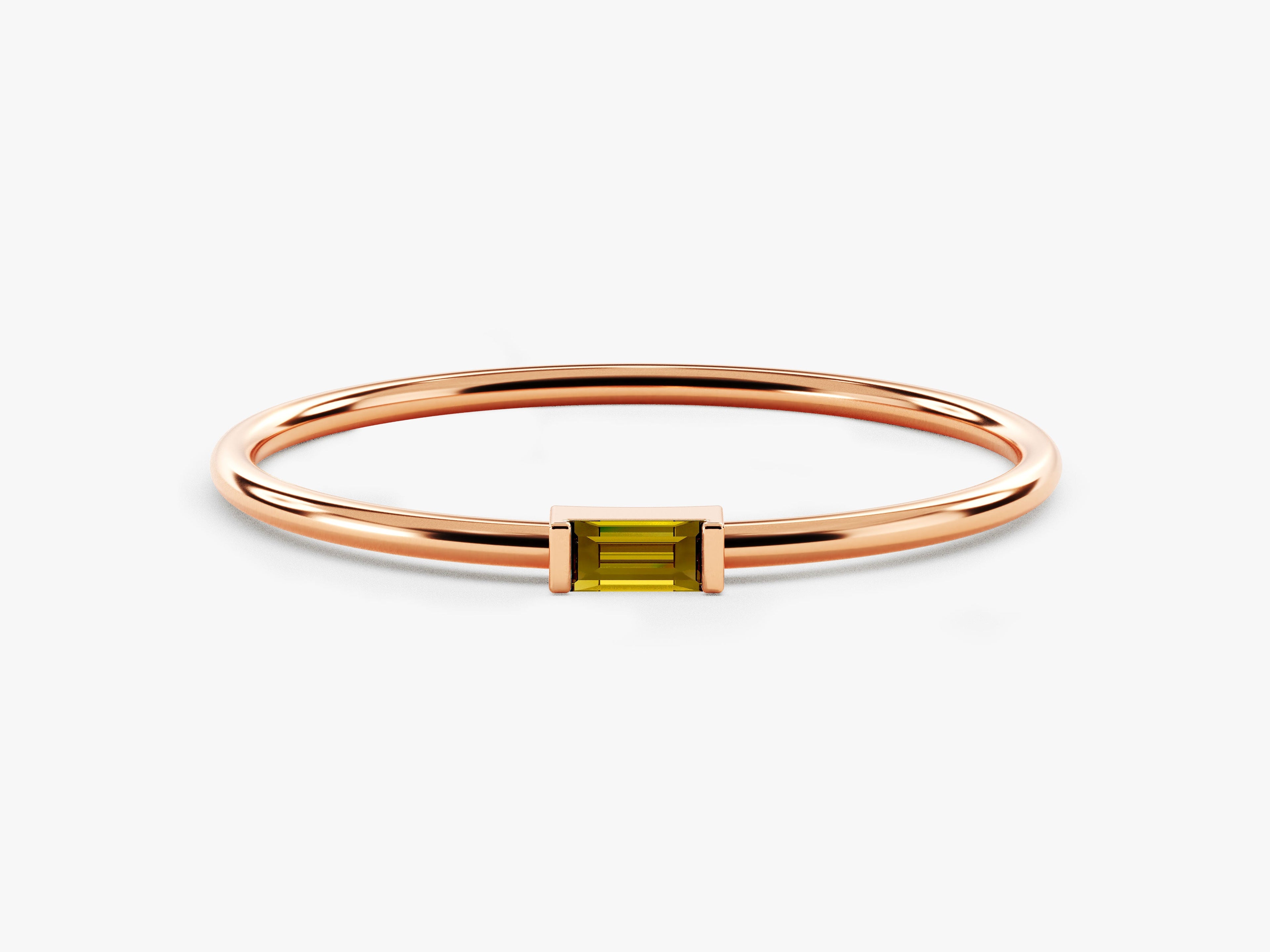 Solo Baguette Peridot Birthstone Ring