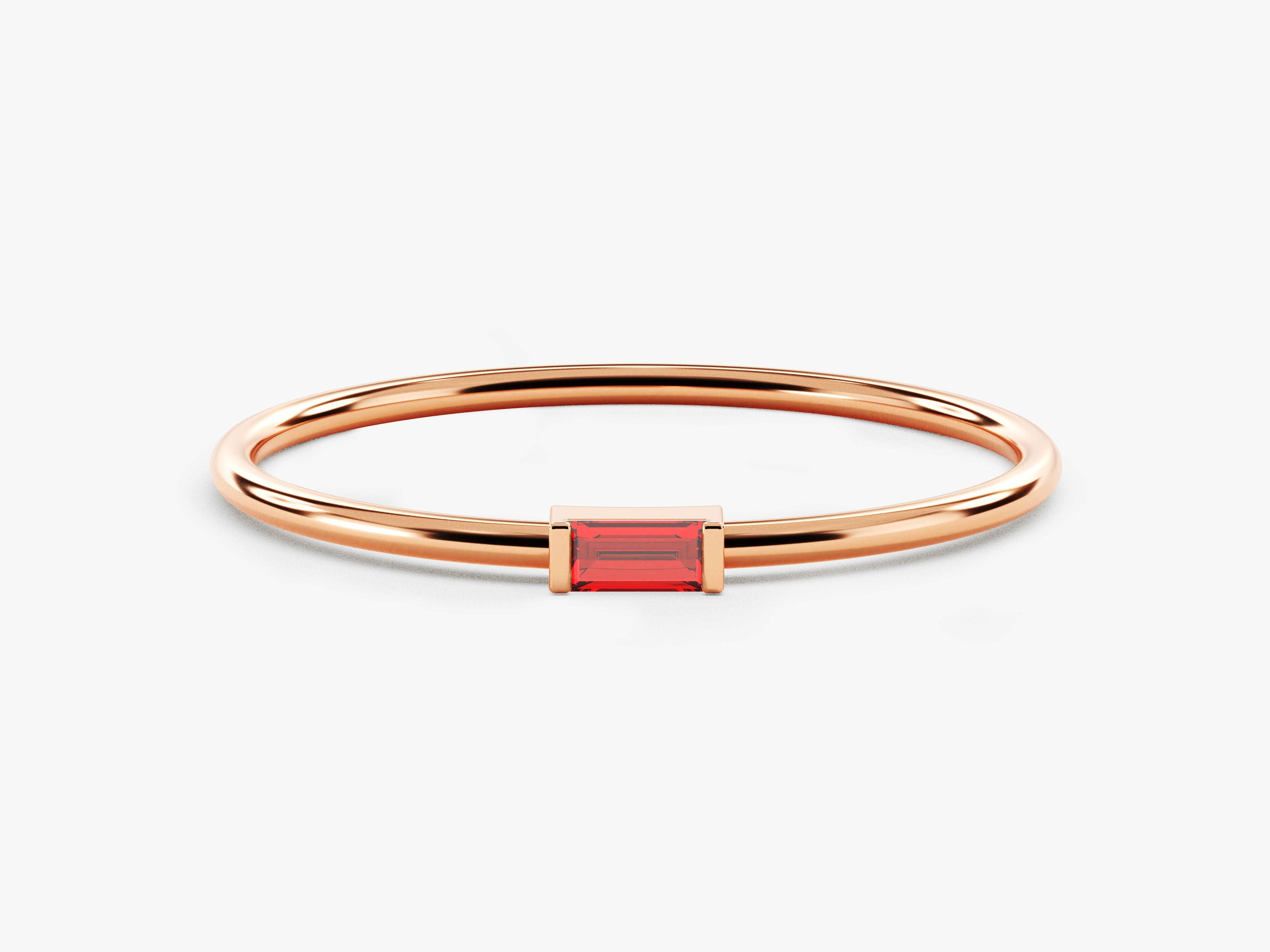 Solo Baguette Garnet Birthstone Ring