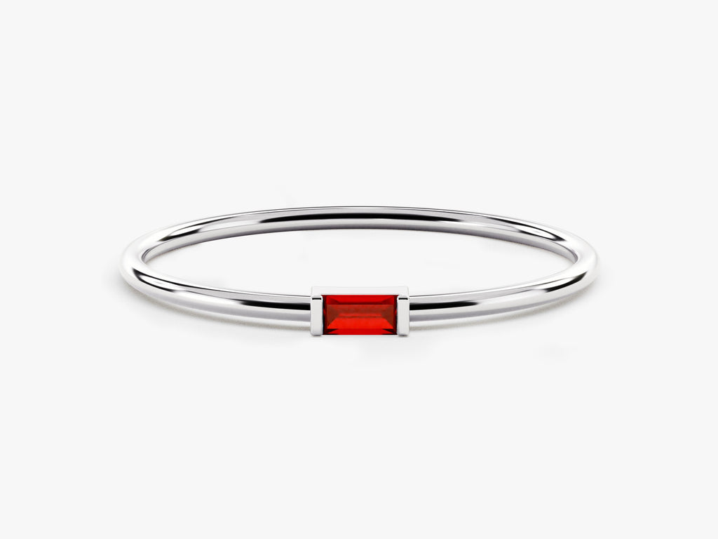 Solo Baguette Ruby Birthstone Ring