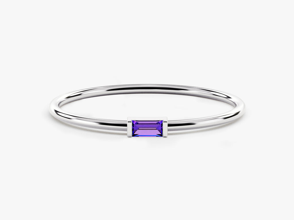 Solo Baguette Amethyst Birthstone Ring