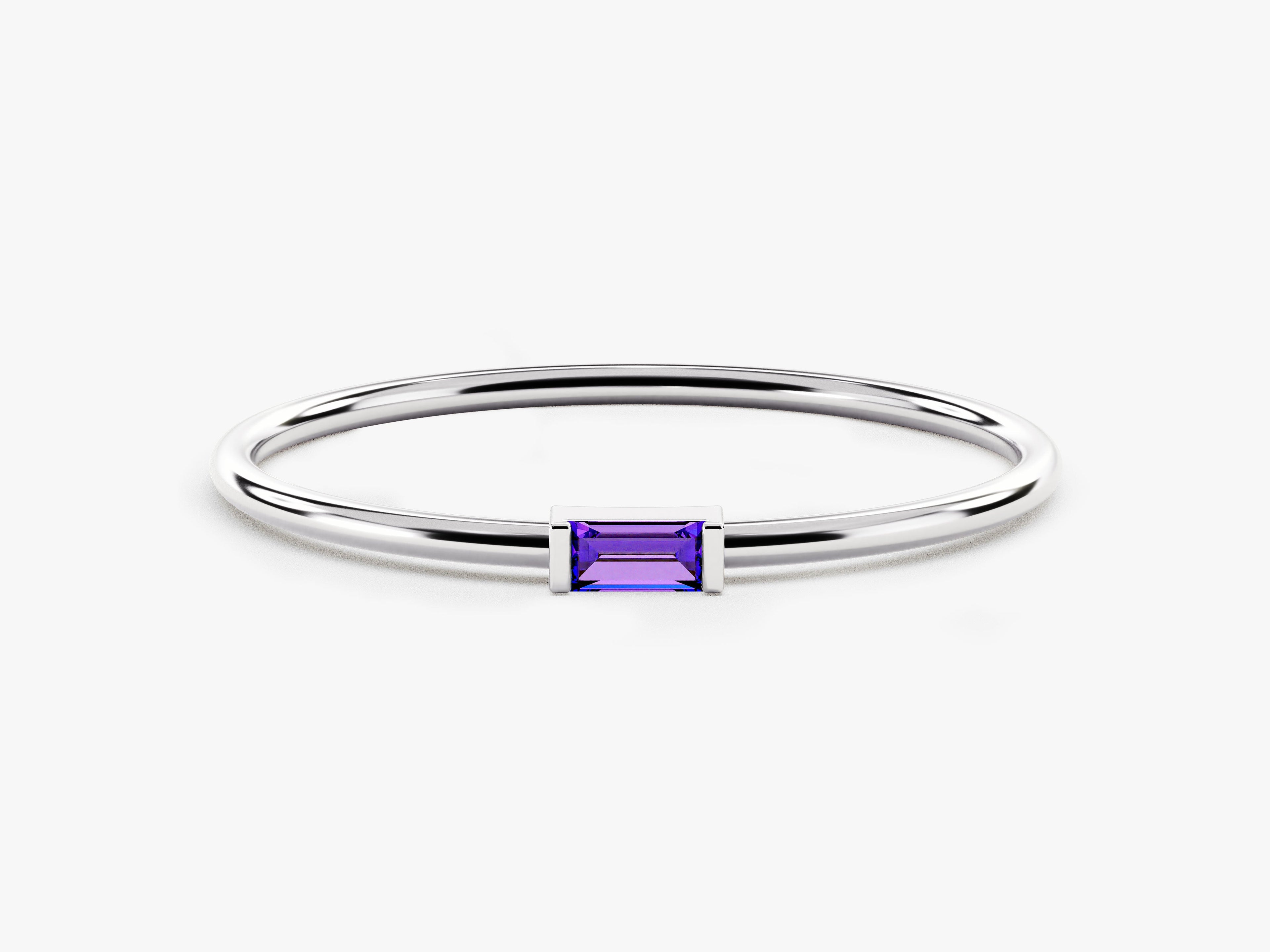 Solo Baguette Amethyst Birthstone Ring