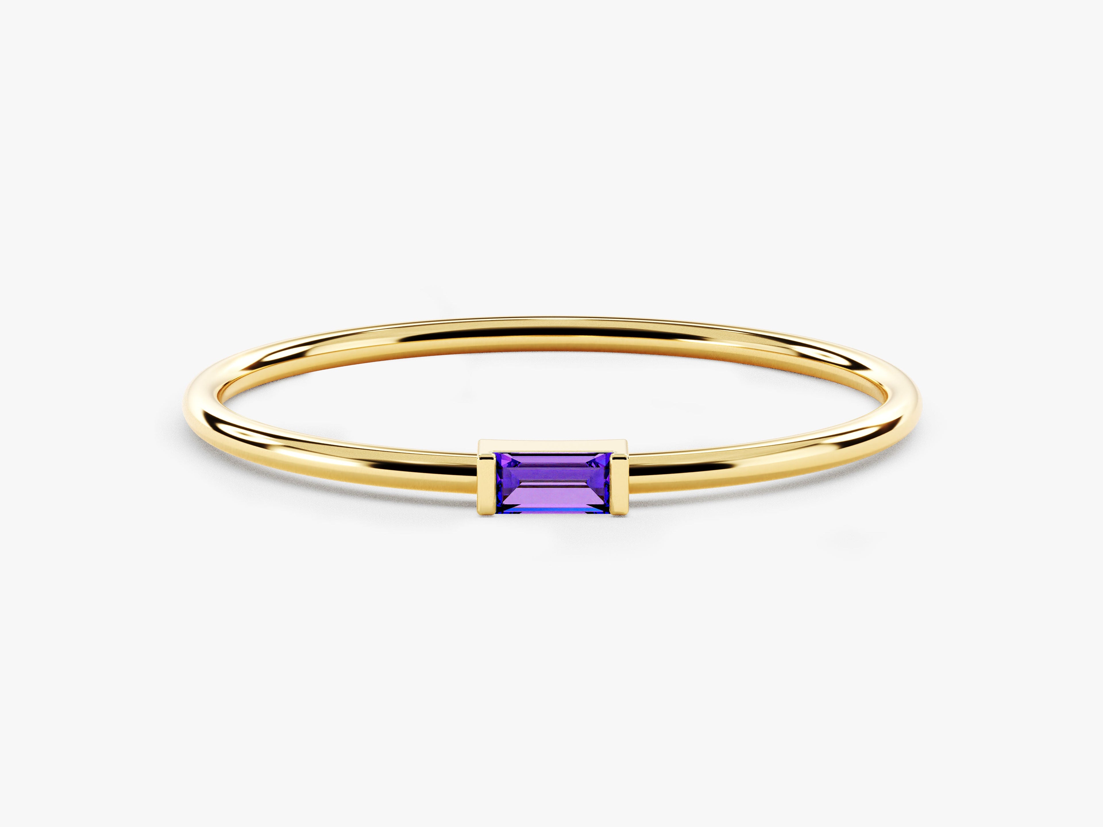 Solo Baguette Amethyst Birthstone Ring