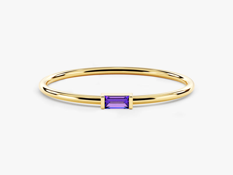 Solo Baguette Amethyst Birthstone Ring