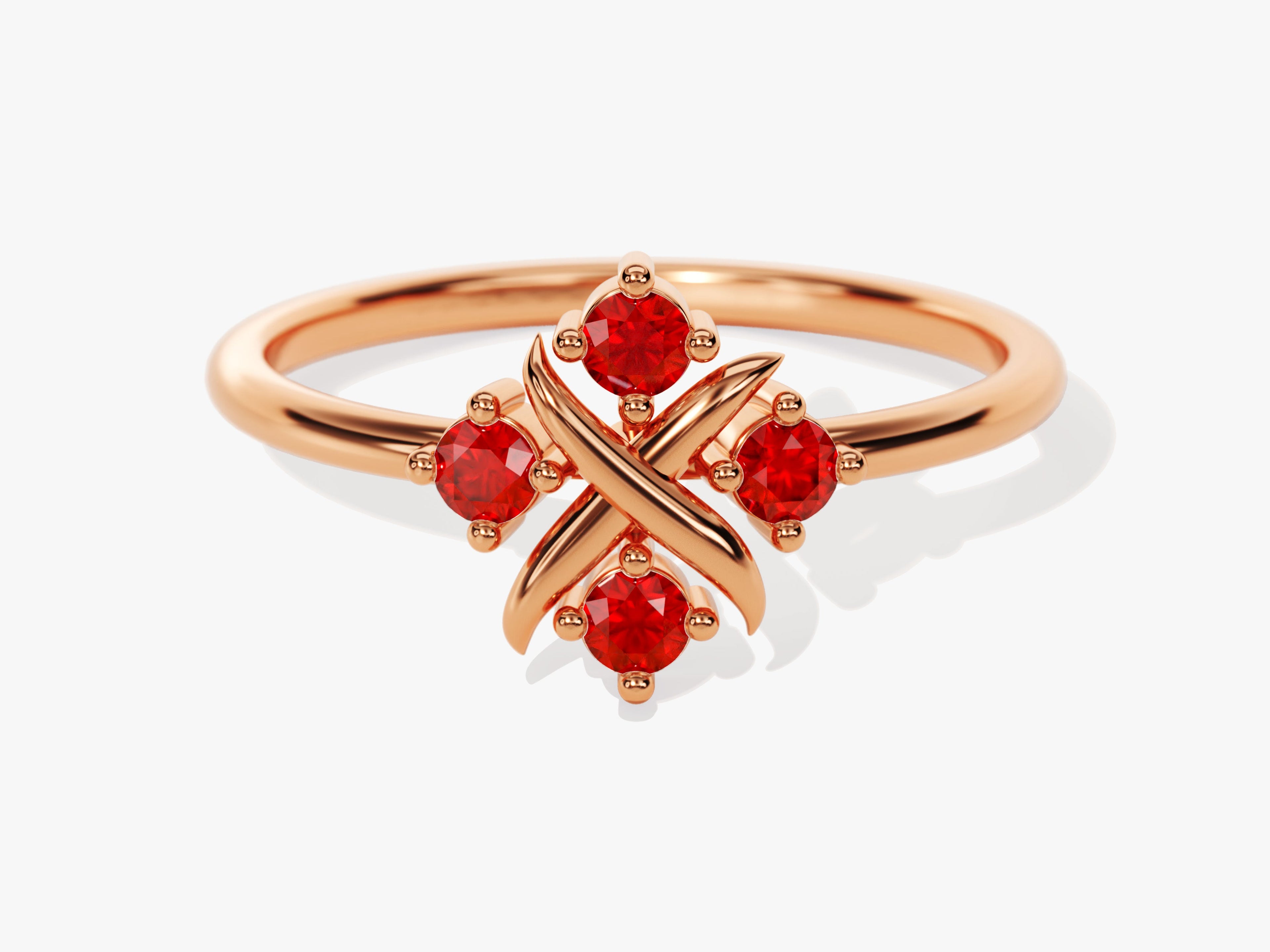 Flower Ruby Birthstone Ring