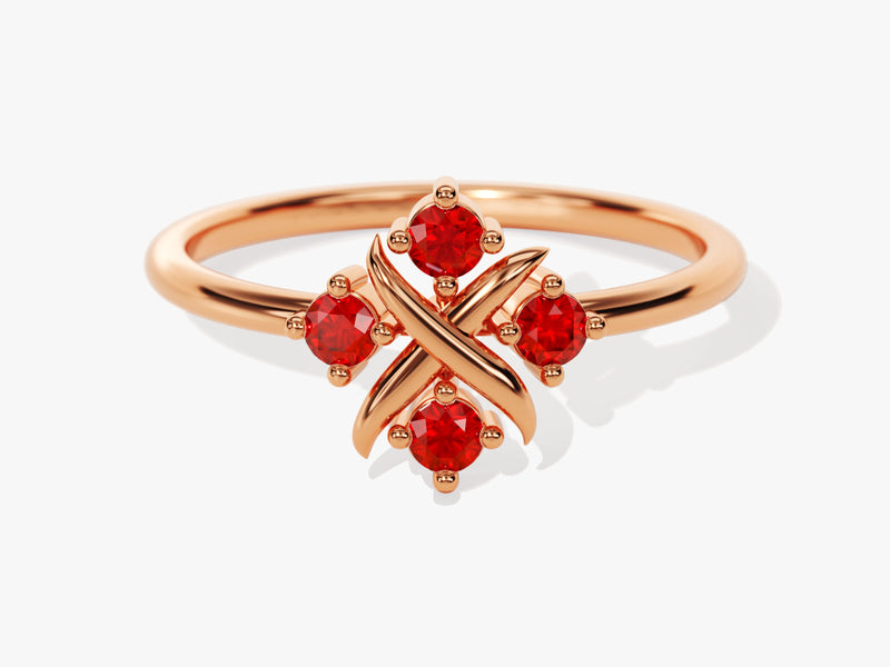 Flower Ruby Birthstone Ring