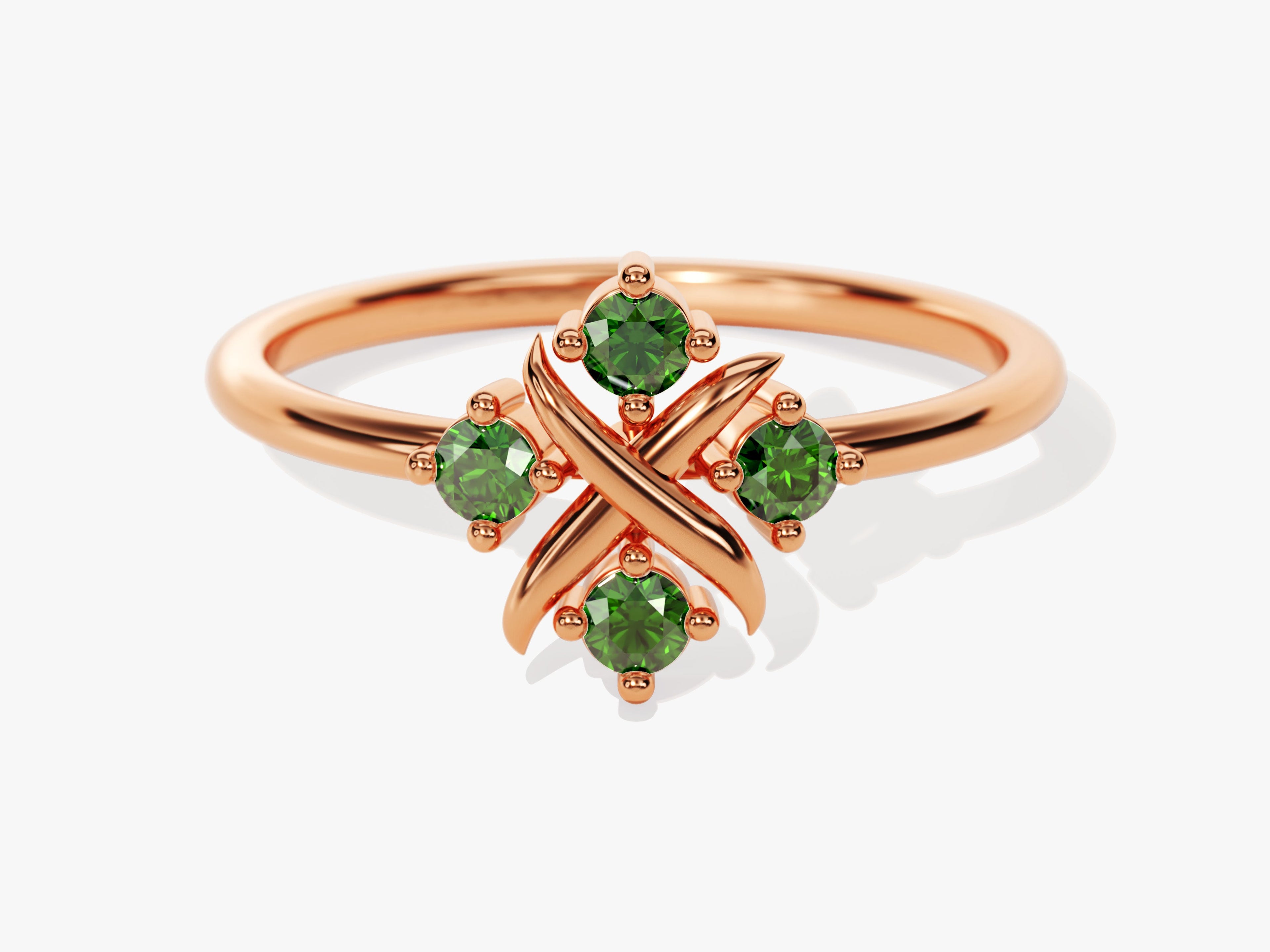 Flower Emerald Birthstone Ring