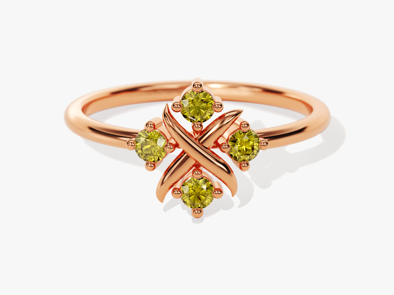 Flower Peridot Birthstone Ring