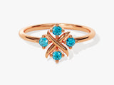 Flower Blue Topaz Birthstone Ring