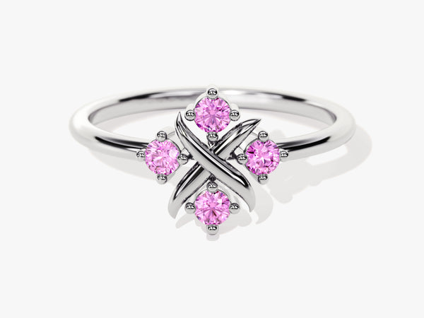 Flower Pink Tourmaline Birthstone Ring