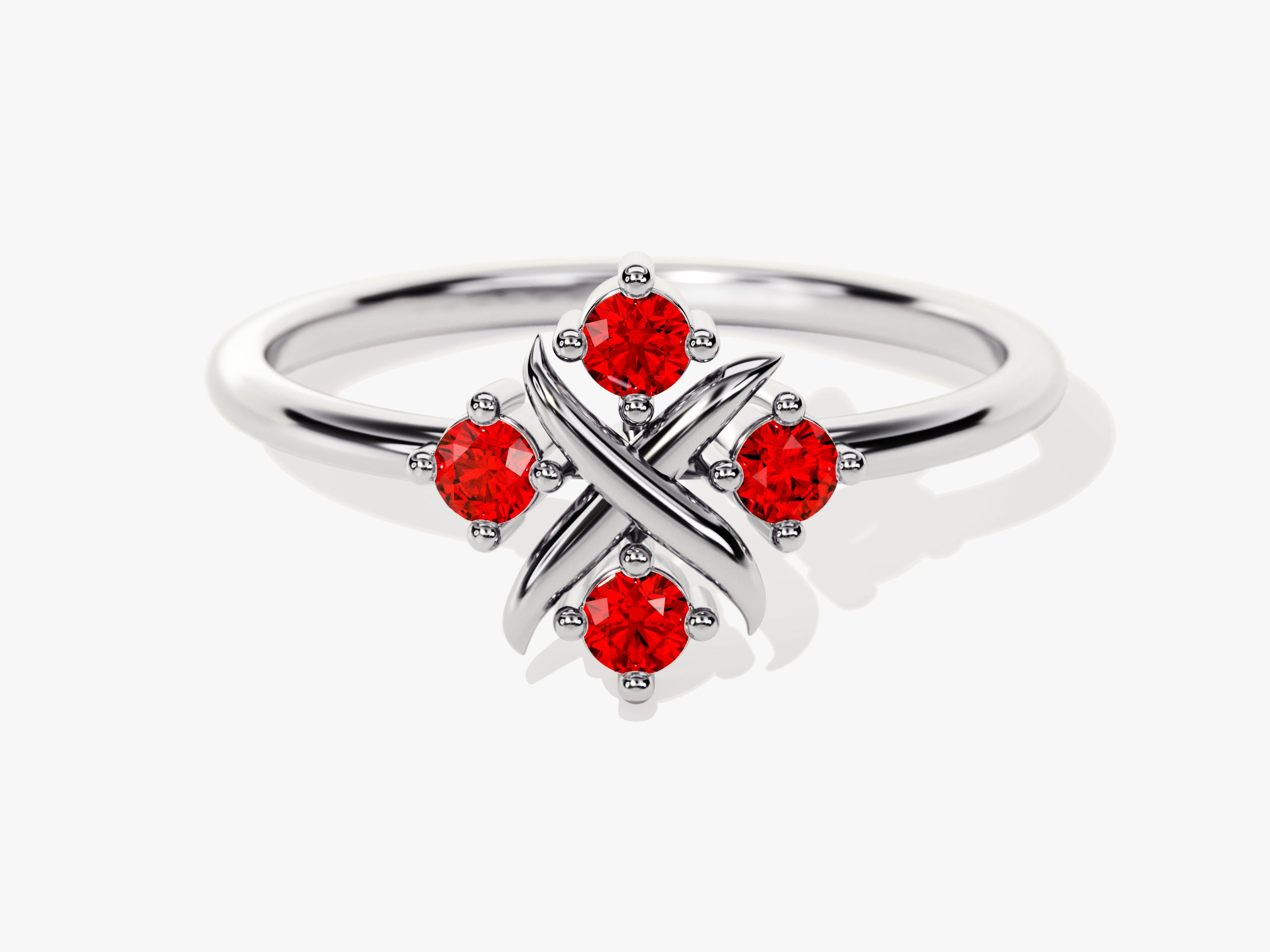 Flower Garnet Birthstone Ring