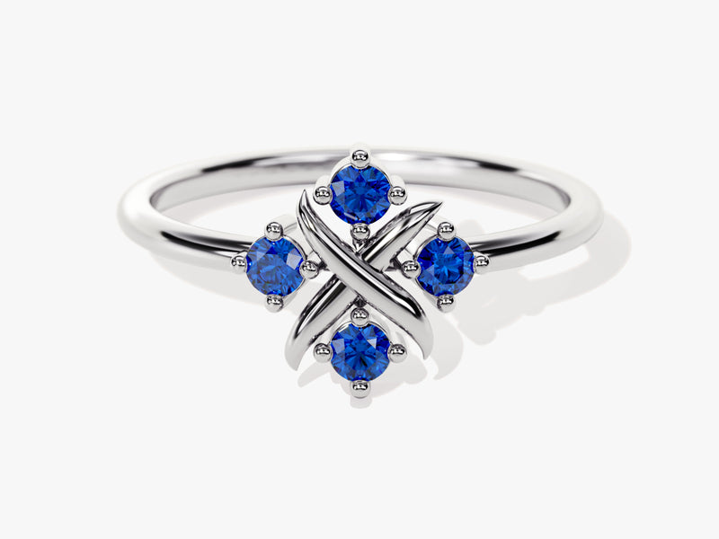 Flower Sapphire Birthstone Ring