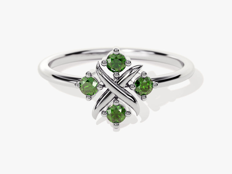 Flower Emerald Birthstone Ring