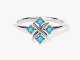 Flower Blue Topaz Birthstone Ring