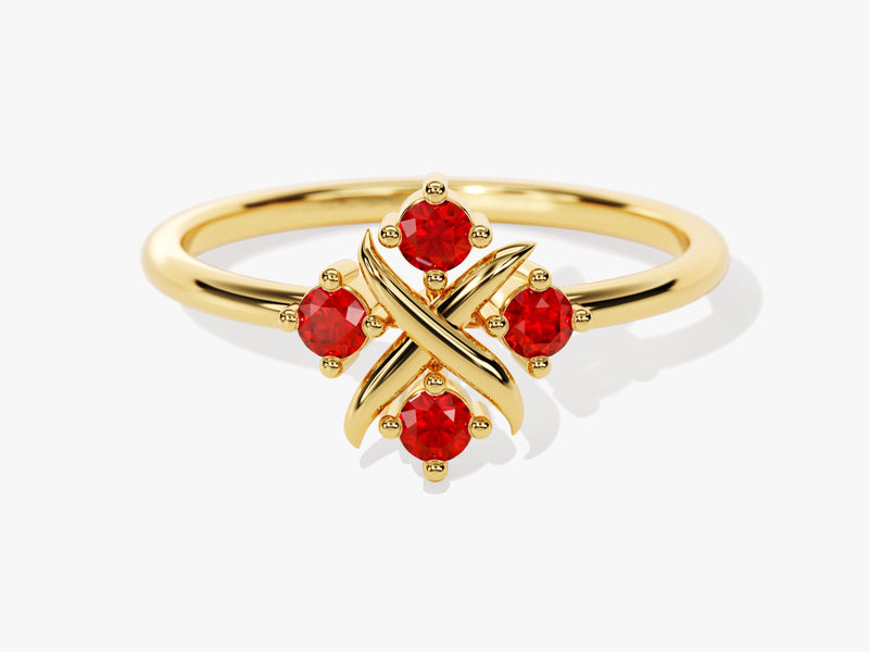 Flower Ruby Birthstone Ring