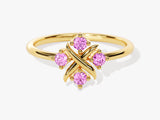 Flower Pink Tourmaline Birthstone Ring