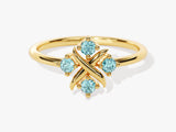 Flower Aquamarine Birthstone Ring