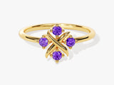 Flower Amethyst Birthstone Ring