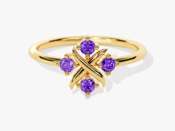 Flower Amethyst Birthstone Ring