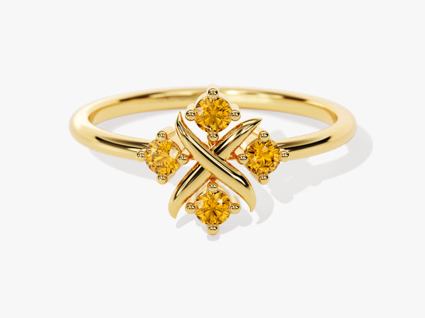 Flower Citrine Birthstone Ring