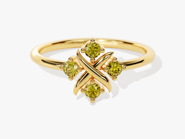 Flower Peridot Birthstone Ring