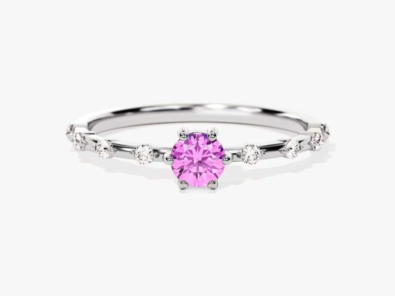 Pink Tourmaline Birthstone Promise Ring