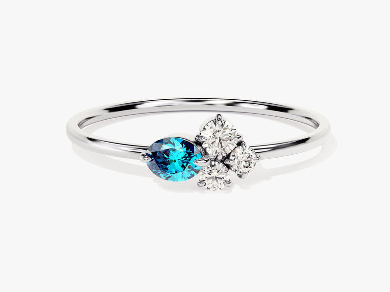 Cluster Blue Topaz Birthstone Ring