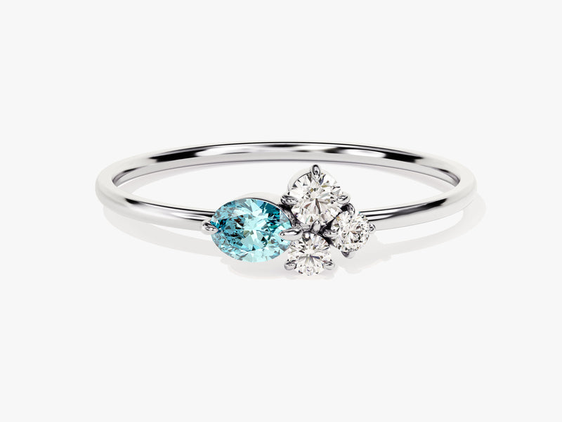 Cluster Aquamarine Birthstone Ring