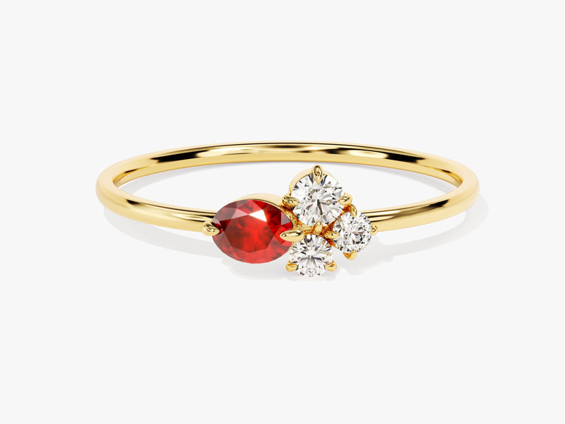 Cluster Ruby Birthstone Ring