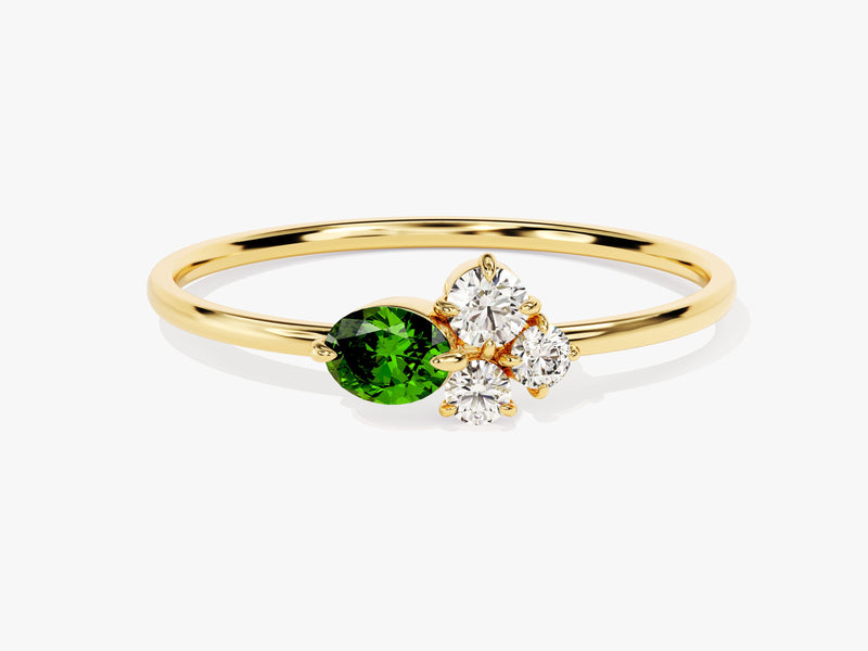 Cluster Emerald Birthstone Ring