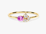 Cluster Pink Tourmaline Birthstone Ring