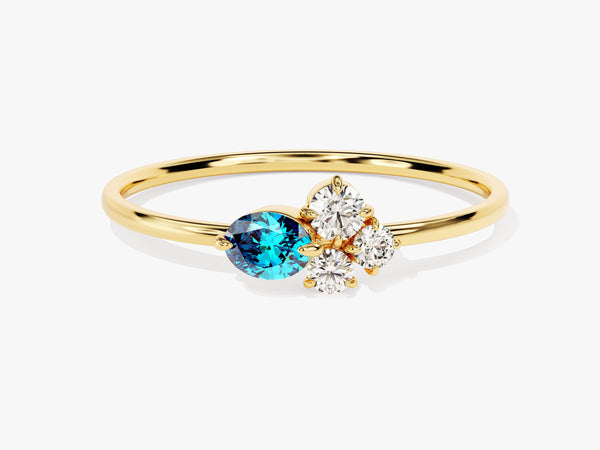 Cluster Blue Topaz Birthstone Ring