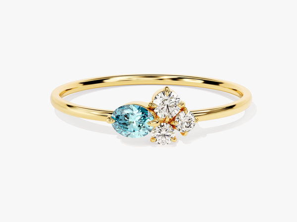 Cluster Aquamarine Birthstone Ring