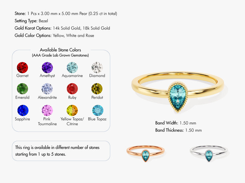 Pear Family Birthstone Ring