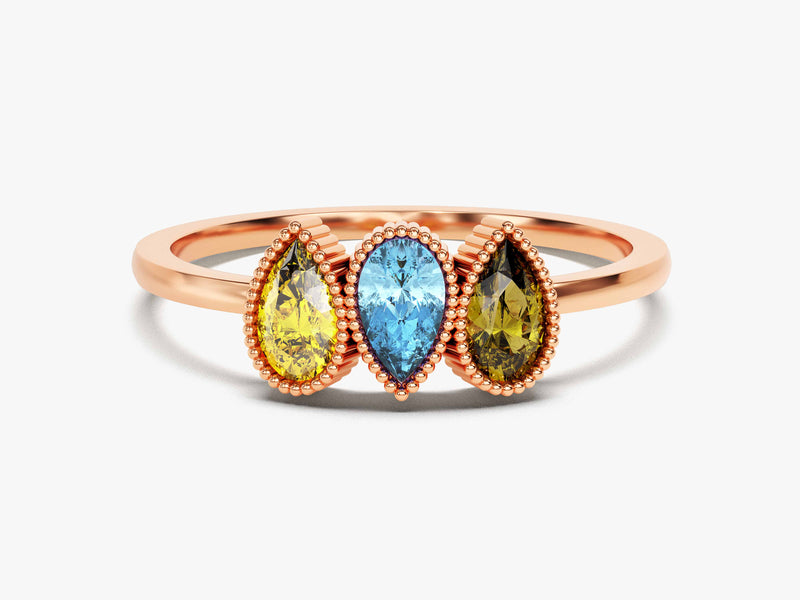 Pear Family Birthstone Ring