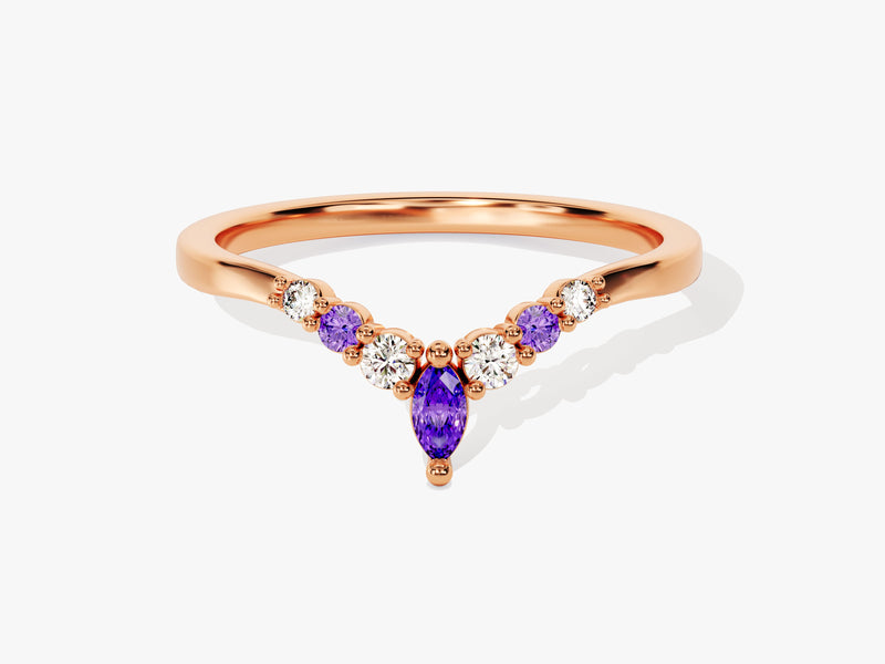 Contour Amethyst Birthstone Ring