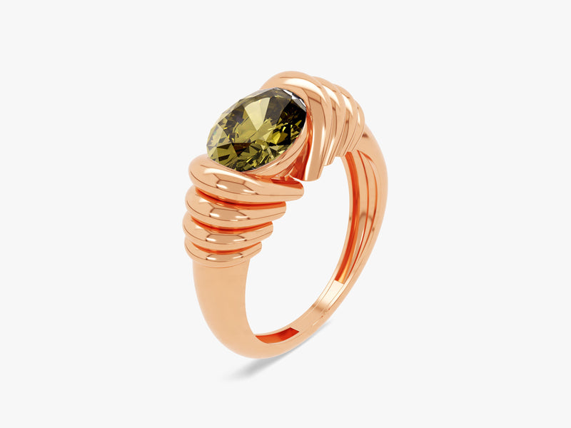 Bold Peridot Birthstone Statement Ring