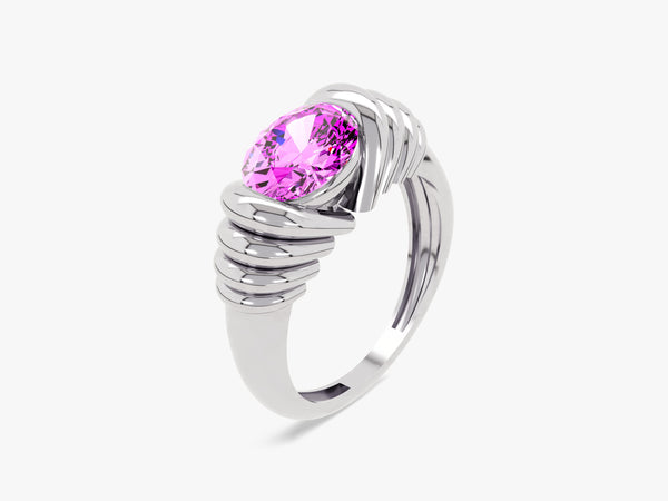 Bold Pink Tourmaline Birthstone Statement Ring