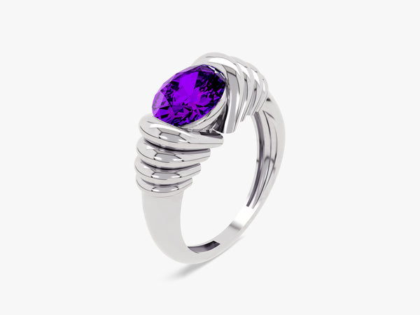 Bold Amethyst Birthstone Statement Ring