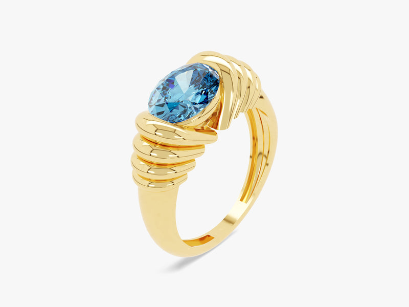 Bold Blue Topaz Birthstone Statement Ring