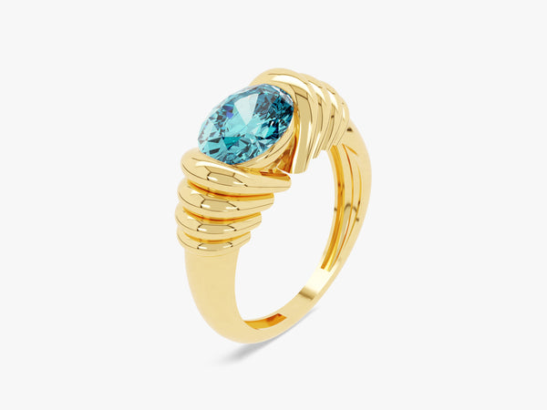 Bold Aquamarine Birthstone Statement Ring